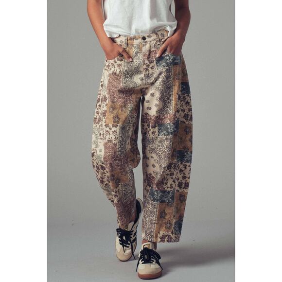 Urban Daizy Denim - Urban Daizy Boho Patchwork Wide Leg Barrel Pants